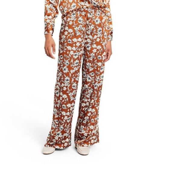 Women's Floral Wide Leg Trousers - La Ligne x Target Brown/White - Picture 1 of 7